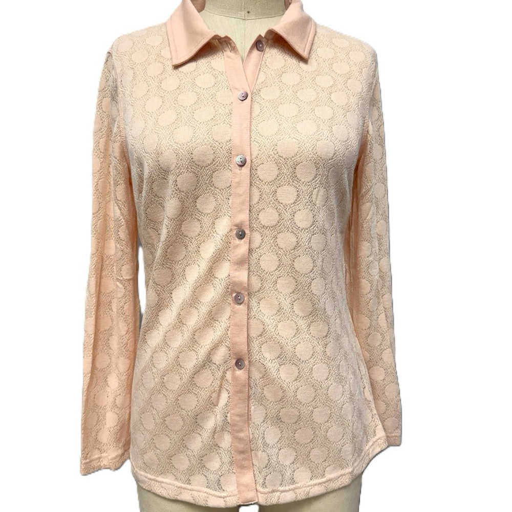 Paparazzi Light Peach Lace Button-Down Shirt